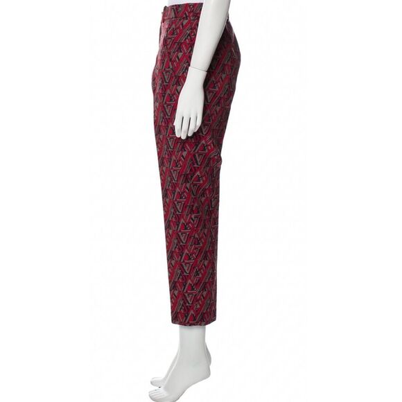 Louis Vuitton Red Multi Jacquard Logo Mid-Rise Straight Leg Pants SZ 40 Womens - Picture 4 of 16